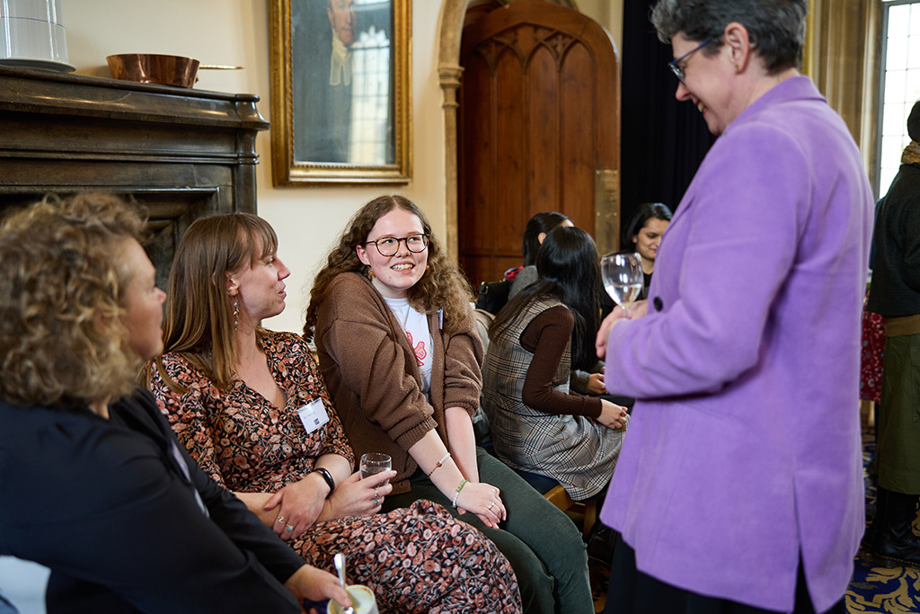 People talking at the Tower Poetry prizegiving event