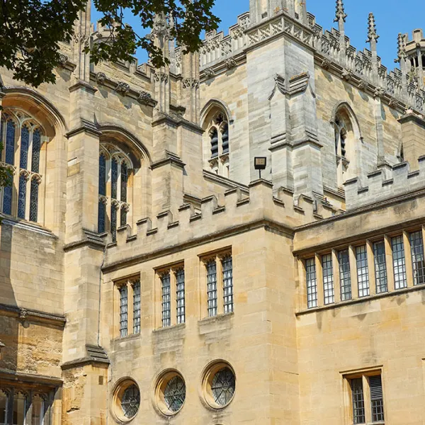 View of Bodley Tower across Schools Quad